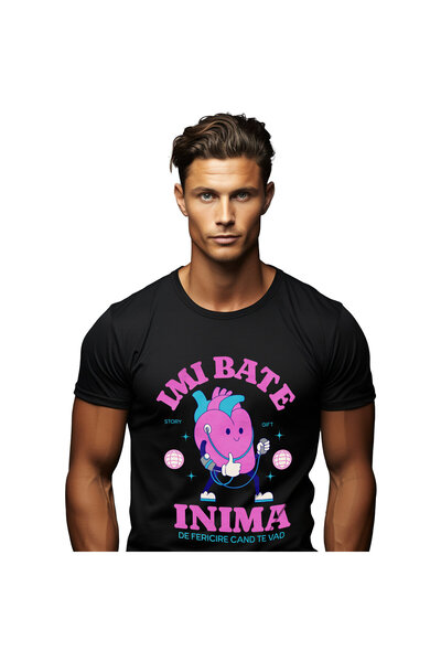 StoryGift Romania Tricou Barbati cu Inima Anatomica Cu Pompa medicala, Dragos...