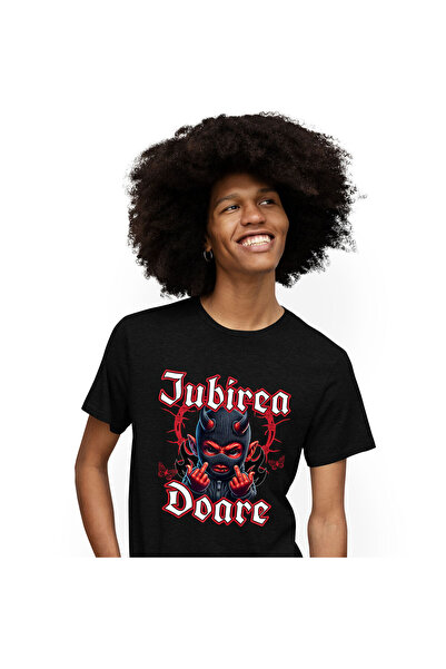 StoryGift Romania Tricou Barbati cu Diavol Aratand Semn Obscen, Impotriva Iub...