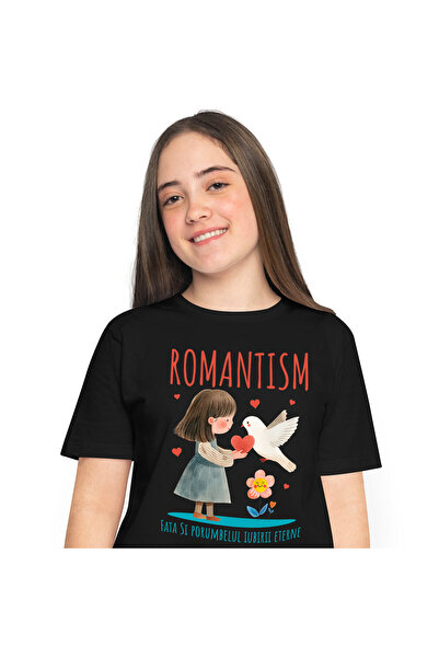 StoryGift Romania Tricou Femei cu Fata Stil Desene Animate Cu Breton Inima, P...