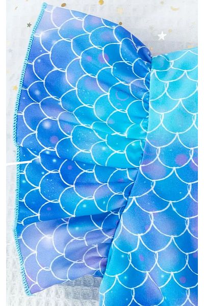 3b kids Mermaid Skirt Top Set Set + Purple Bubble Hair + Mermaid Bag Set Birthday Party