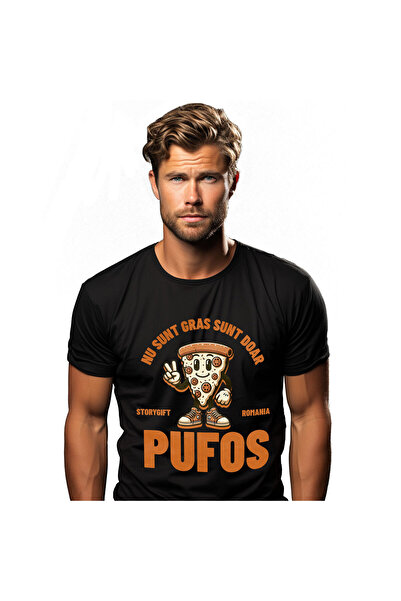 StoryGift Romania Tricou Barbati cu Felie De Pizza Peperoni Cu Sneakers Rosii...