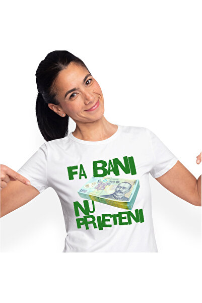 StoryGift Romania Tricou Femei cu Teanc De Bani Bancnote 100 lei, Investitii Online, Milionar, Ave,White_M