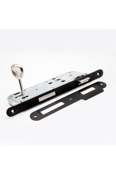 ALMITAL Dokku Mortise Lock 5 Pcs Room 2 Pcs Wc Oval Black 45mm X 18mm Mirror Set