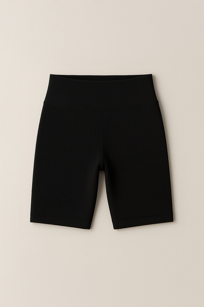 HNX Women's High Waist Tight Ripped Ribbed Short Sports Leggings | Black