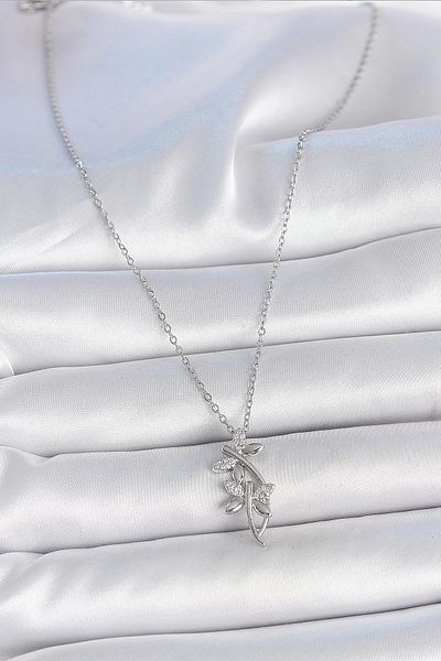 Clariss 316L Steel Silver Color Chain Zircon Stone Dragonfly Model Women's Necklace