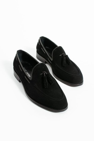 YAREL AYAKKABI Men's Black Suede Loafer Corcik Shoes