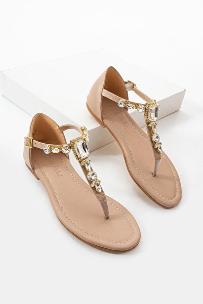 diclepolat Sandale de zi cu zi cu strasuri de damă Teo Beige