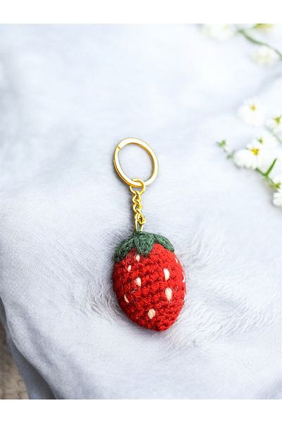 Rena Butik Strawberry and Cherry Amigurumi Keychain Charm