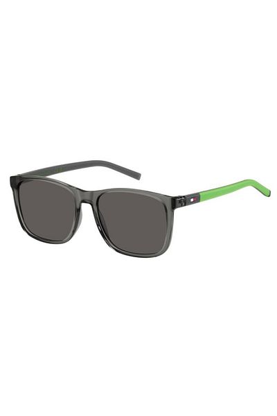 Tommy Hilfiger Men's Gray-Smoked Organic (Uv) Glass Cellulose Acetate (Cellophane) Closed Frame Rectangular Sunglasses t