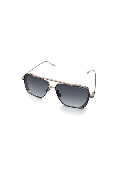 Mustang Unisex Gold-Blue Organic (Uv) Glass Bone Closed Frame Rectangular Sunglasses Mu2290 03 59-13