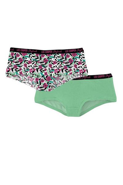 Lee Cooper Set of 2 pairs of hipster panties with logo waistband, green, size XL, Lee Cooper Originals