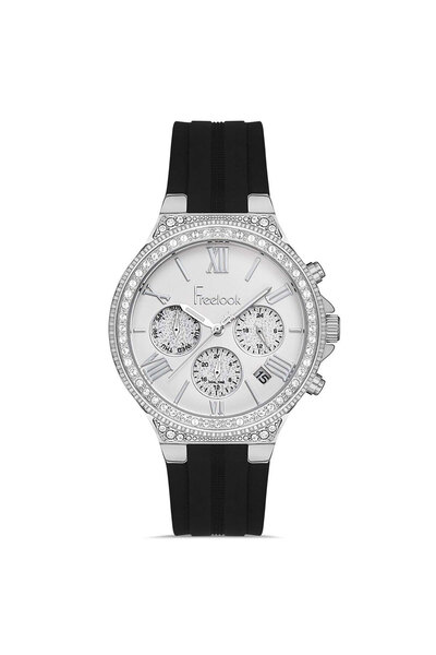 Freelook Women's Silver-Pearl Round Dial Silicone Cord Quartz Wristwatch