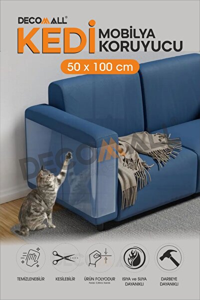 DECOMALL DD 100 x 50 cm Kedi Koltuk Tırmalama Koruyucu Şeffaf Yapışkanlı Mobi...