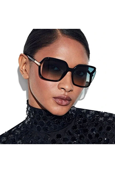 Tom Ford Kadın Siyah-Mavi Organik Degrade (UV) Cam Kemik Kapalı Çerçeve  Tasa...