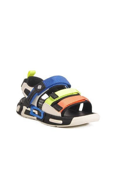 WALKWAY Black-Sax-Phosphor Yellow Children's Sandals Pepino 1947 F