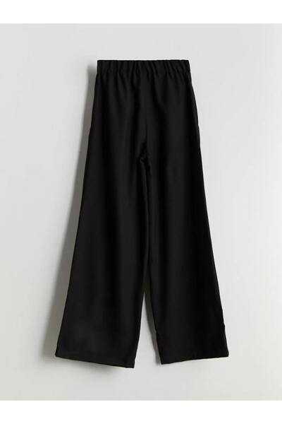 LC Waikiki LCW Teen Siyah Beli Lastikli Pileli Genç Kız Pantolon