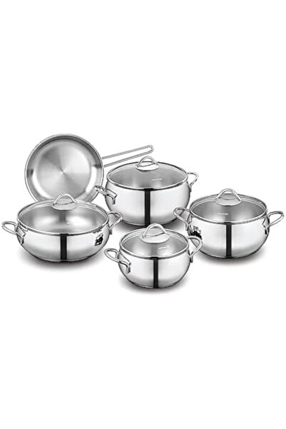 KORKMAZ Korkmaz Tombik 9-Piece 18/10 Turkish Steel Cookware Set A1800