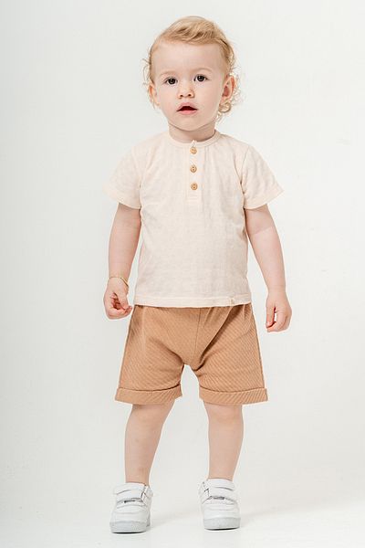 bombe Baby Kids Brown-Beige Cotton 2-Piece Set First Ben Trend Fashion Bottom Top Set
