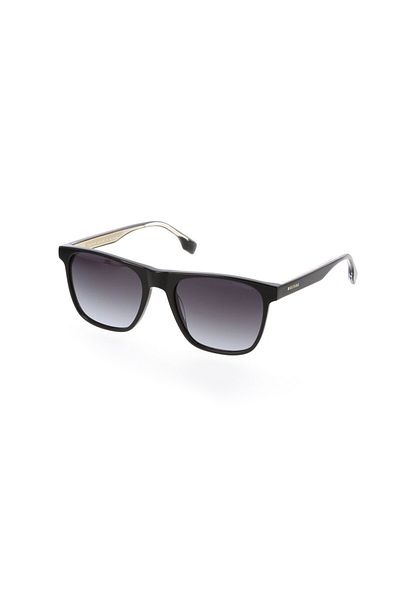 Mustang Men's Black-Smoked Organic Gradient (Uv) Glass Bone Closed Frame Rectangular Sunglasses Mu2368 01 5