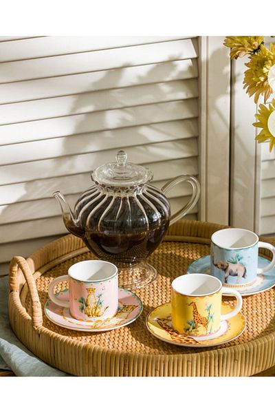 LC Waikiki Lcw Mixed Hyvn Printed 3-Person Porcelain Coffee Cup Set