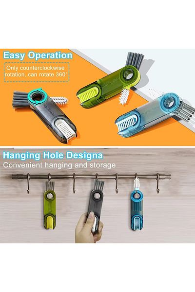 Mahi Max 3 Functions Practical Bottle Cleaning Brush Kitchen Bathroom Multi-Purpose Brush for Vehicle