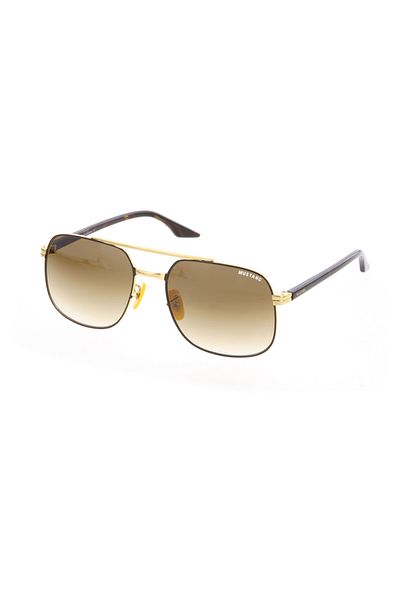 Mustang Men's Gold-Brown Organic Gradient (Uv) Glass Steel Closed Frame Rectangular Sunglasses Mu237