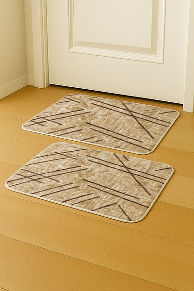 Evlen Home Collection Ψηφιακή εκτύπωση Αντιολισθητική βάση Σετ 2 Χαλάκια 40x60 cm Χαλάκι Μπάνιου Πόρτας Μπροστινή Γραμμή Χαλάκι Πόρτας