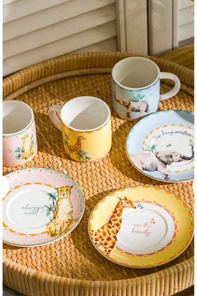 LC Waikiki Lcw Mixed Hyvn Printed 3-Person Porcelain Coffee Cup Set