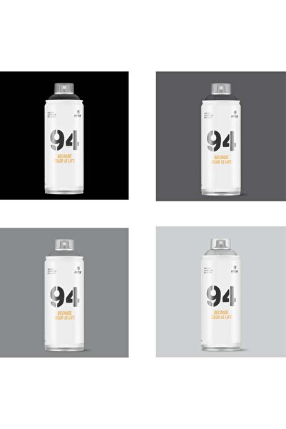 MONTANA MTN 94 Cans Grafiti Sprey Boya Seti 4'lü Adet 400ml Siyah Gri Tonları