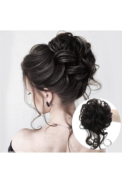 animis beauty Dark Satin Bun Extension, elastic made of natural-looking hair, Futura Heat fiber, premium quality