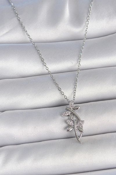 Clariss 316L Steel Silver Color Chain Zircon Stone Dragonfly Model Women's Necklace