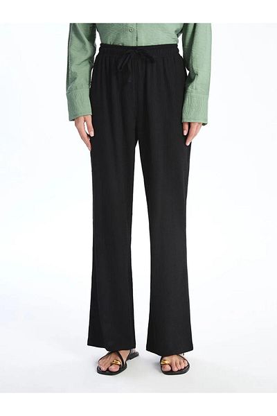 LC Waikiki Pantaloni de damă LCW Comfort negri cu talie elastică