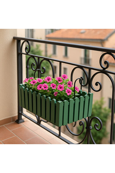Veliday Bodrum Balkon Saksı Çit Model 9 Litre Yeşil Askılı