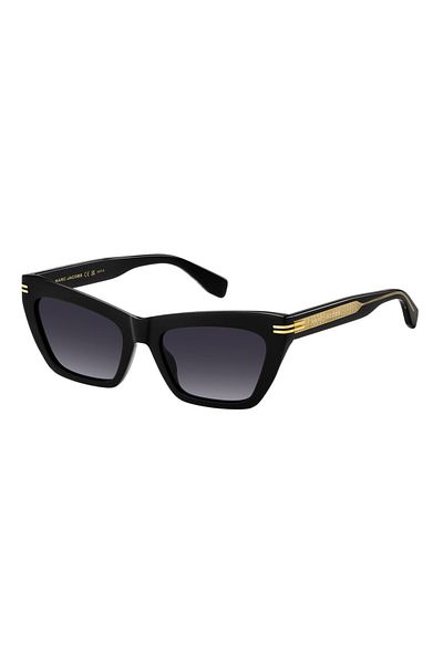 Marc Jacobs Women's Black-Smoked Organic Gradient (Uv) Glass Bone Closed Frame Rectangular Sunglasses Mj1112/S 7C