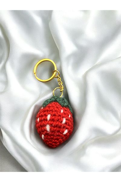 Rena Butik Strawberry and Cherry Amigurumi Keychain Charm