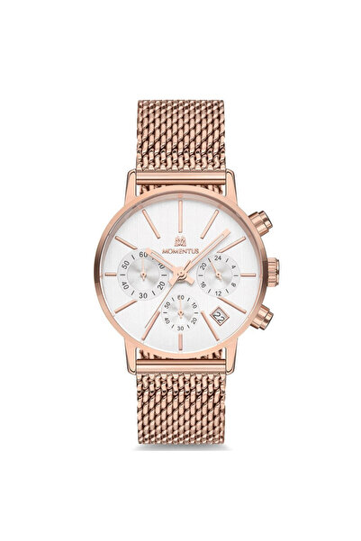 Momentus Kadın Rose Gold-Beyaz Çelik Kasa Oval Kadran Hasır Kordonlu Kol Saat...