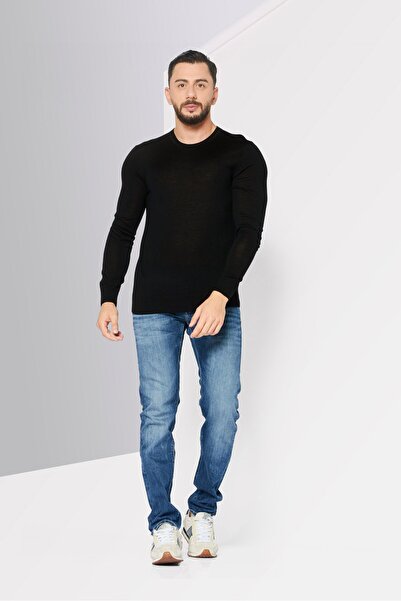 Michael Kors Men Crew Neck Plain Sweater, Black