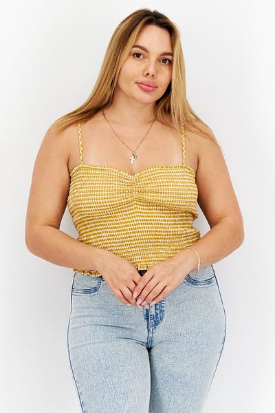 BB Dakota Women Sweetheart Neck Sleeveless Top, Yellow