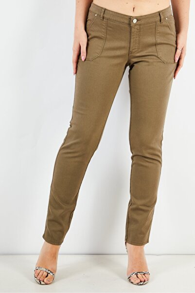İkks Women Regular Fit Solid Stretchable Denim Jeans, Olive