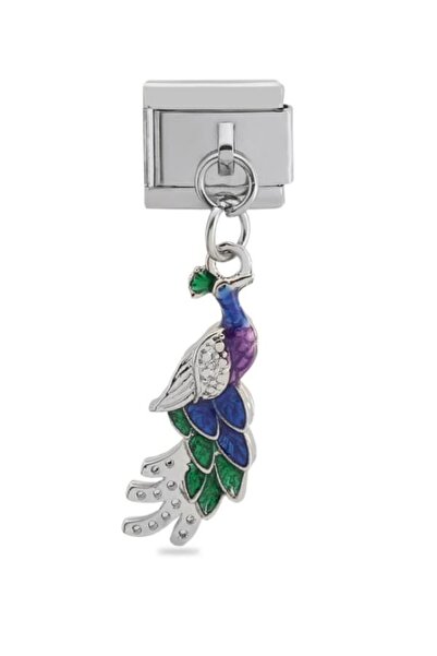 Mercan Aksesuar Tavus Kuşu 9 Mm Paslanmaz Çelik Italyan Bileklik Charmı