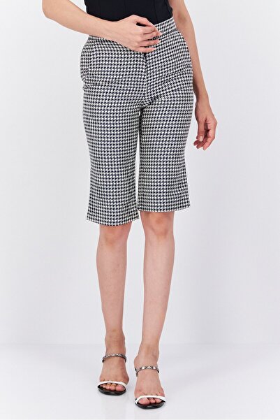 Push Button Women Textured Basic Shorts, Navy