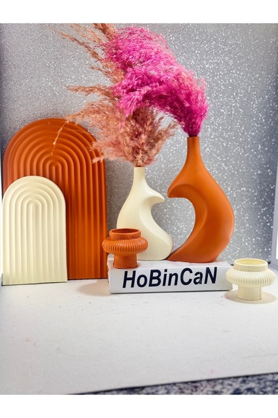 BLANJ Heart Vase 2'Li Fiji Tealight Candle Holder Large-Small Rainbow Presentation Dish 6-Piece Luxury Exclusive Set