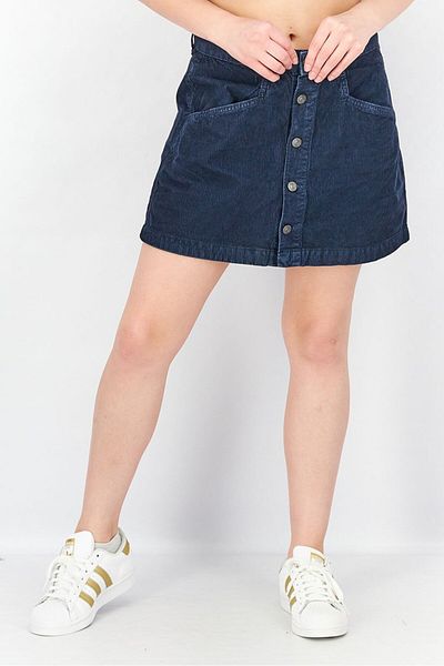 Free People تنورة قصيرة من قماش مخملي للنساء، أزرق داكن
