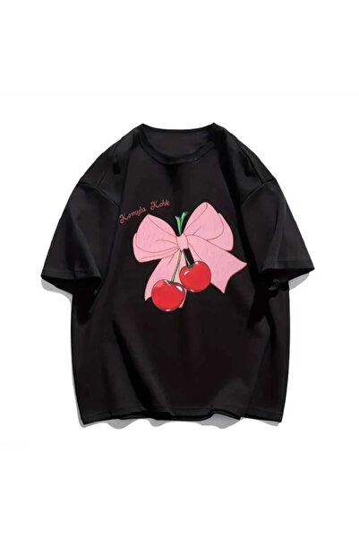 Marco Fresco Tricou oversize unisex cu imprimeu Red Cherry Bomb