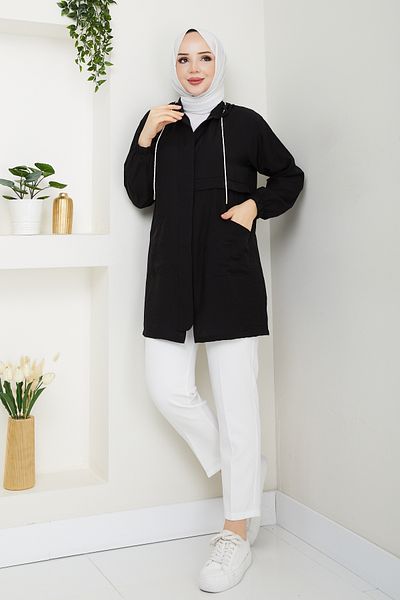 Pamuk Butik Women's Short Cap with Pocket and Hidden Zipper