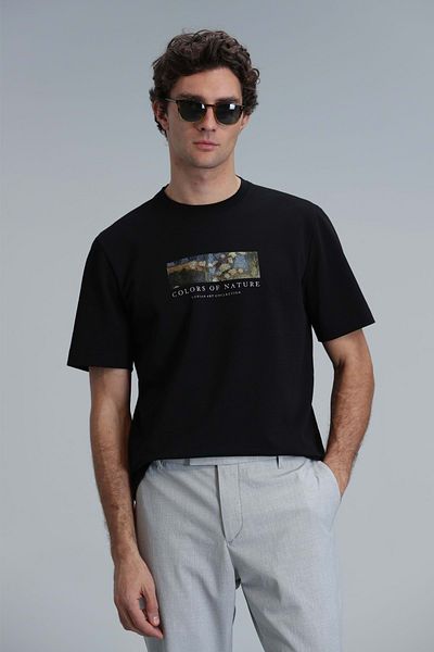 Lufian 111020193 Bıanca Modern Graphic T-Shirt Ανδρικό T-shirt Μαύρο
