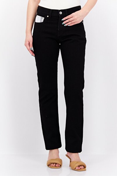 Paco Rabanne Women Skinny Fit Mid Rise Straight Leg Stretch Jeans, Black