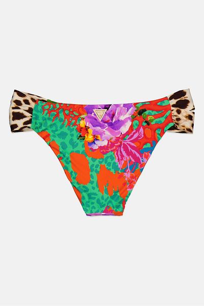 Guess Women Allover Print Bikini Bottom, Orange Combo