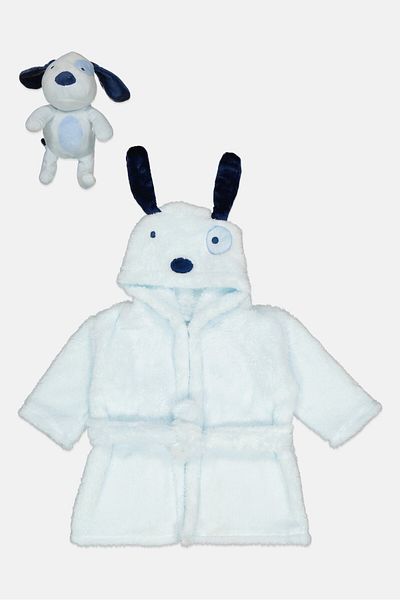 Rock A Bye Baby Boutique Baby Dog Bathrobe And Plush Toy Set