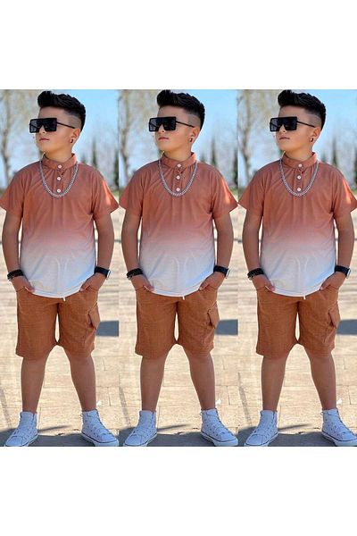 zeynoshkids Boys' Summer T-Shirt - Linen Shorts Bottom Top Eid Set